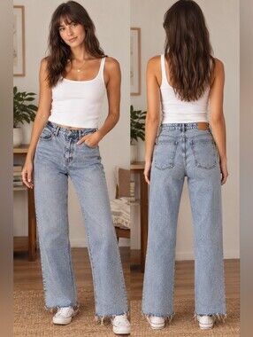 Avec Les Filles Light Blue Straight-Leg Jeans